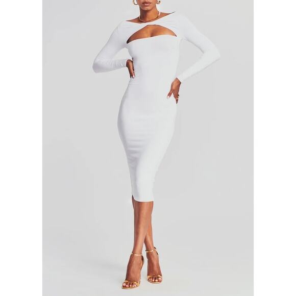 Ser.o.ya Irene Dress – NWT – White – Long Sleeve Bodycon Midi - Picture 1 of 6